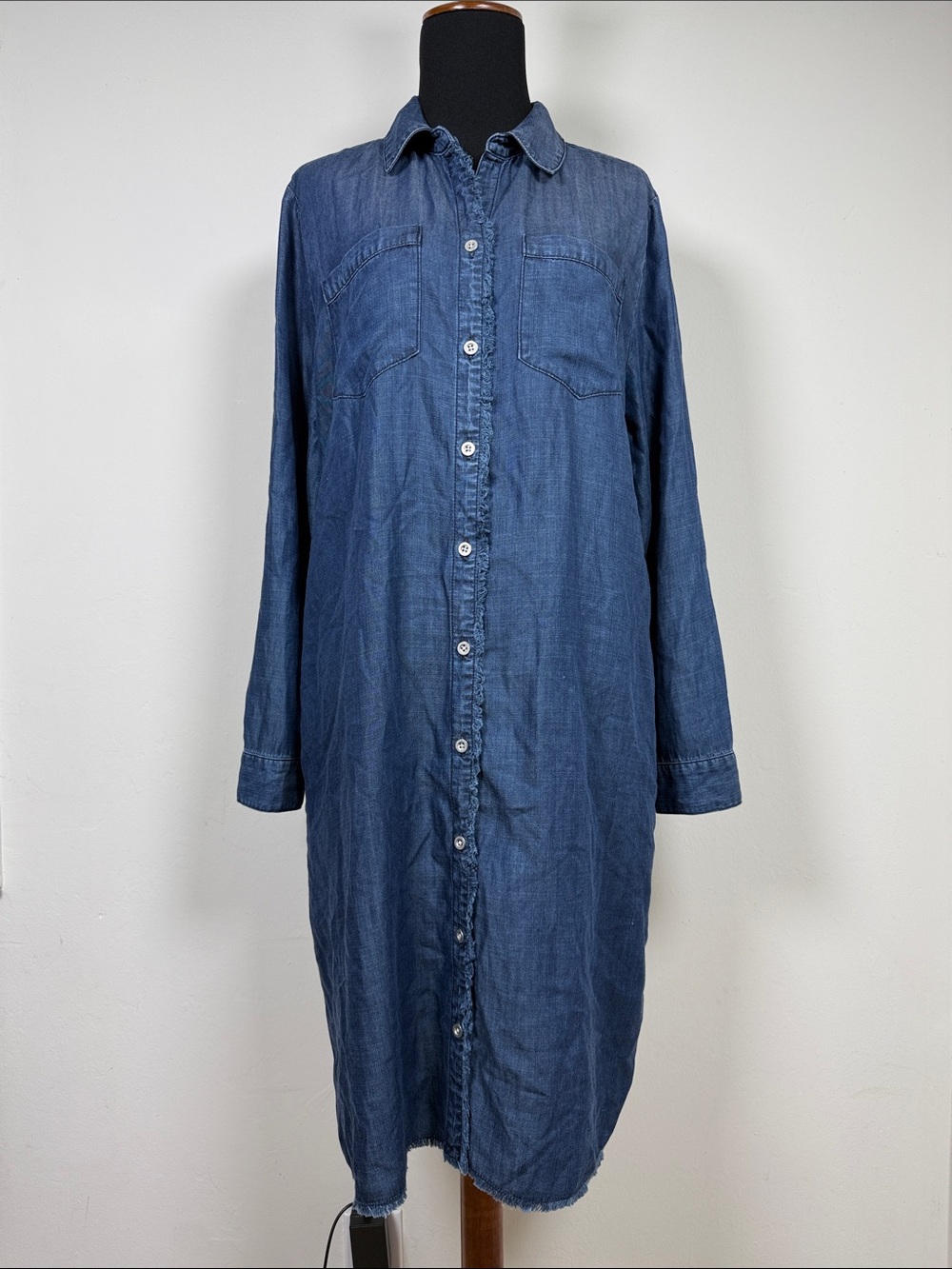 CHICO’S Blue Denim Button-Front Shirt Dress 6